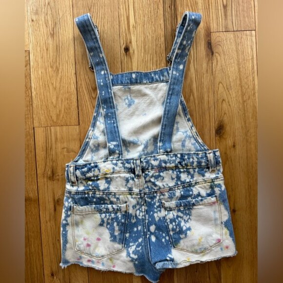 Zara & Gap Girls Outfit Babydoll Tshirt Bleached Short Overalls Size 6-7 - Picture 6 of 9